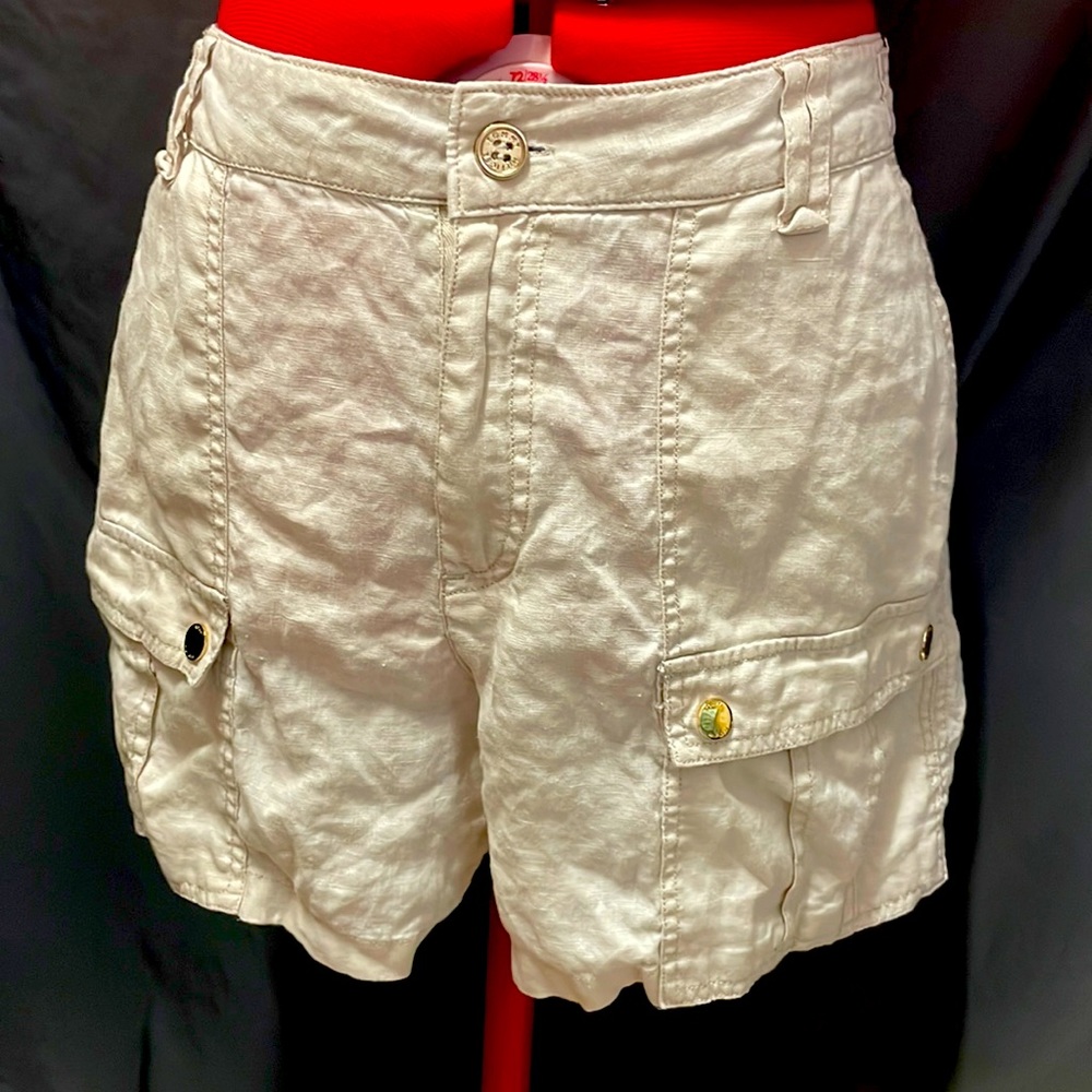 Tommy Hilfiger Linen Shorts, off white/lite khaki Sz. 12